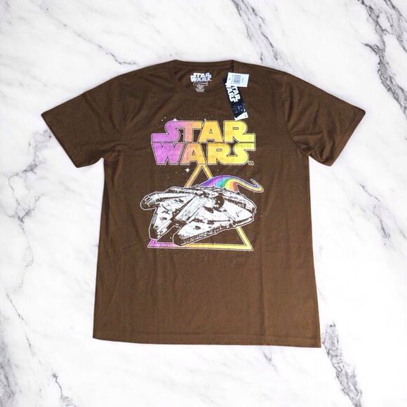 Star Wars T-Shirt Men's Size XL Millennium Falcon Rainbow Short Sleeve - Picture 1 of 8